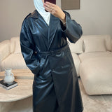 TRENCH SIMILI CUIR NOIR