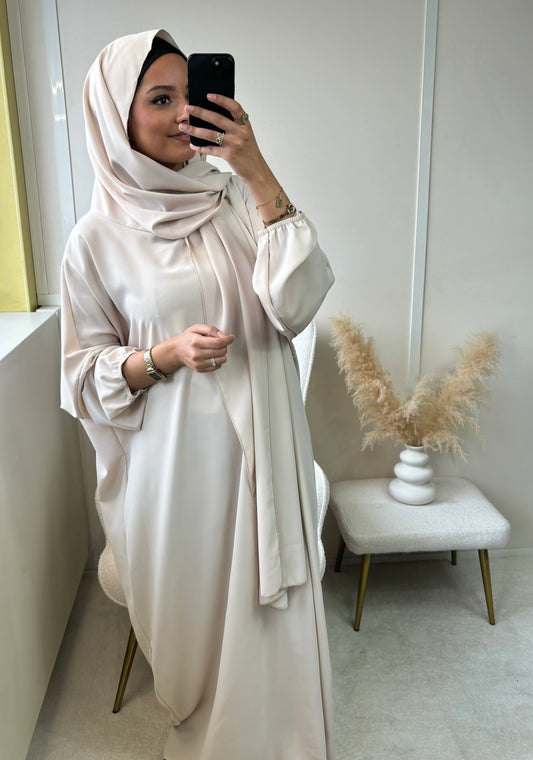 ABAYA VOILE INTÉGRÉ CRÈME