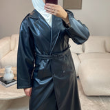TRENCH SIMILI CUIR NOIR