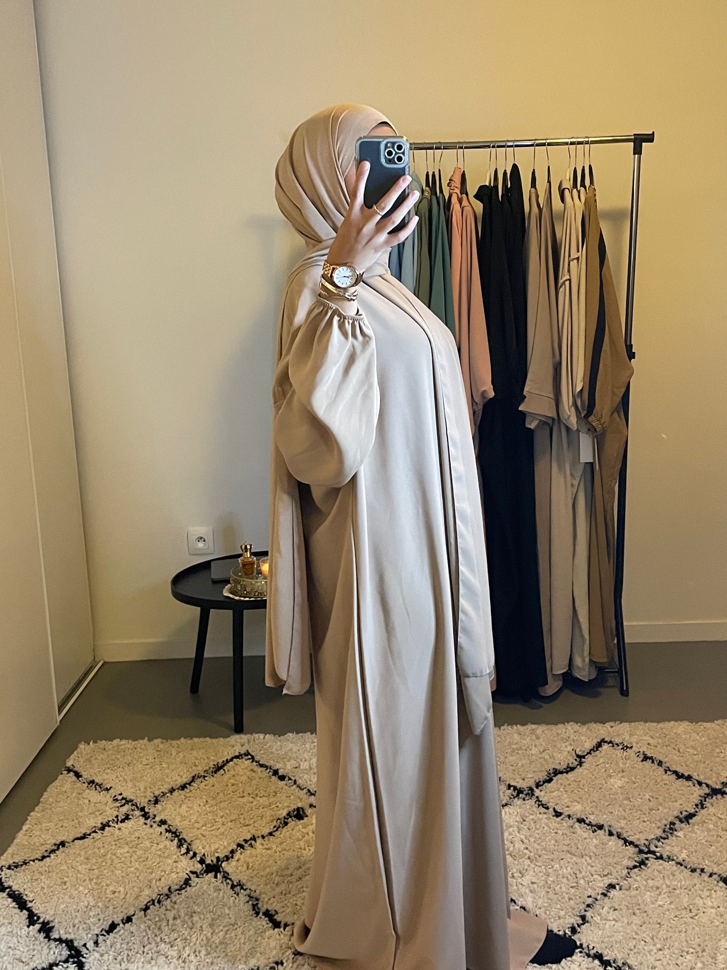 ABAYA VOILE INTÉGRÉ BEIGE