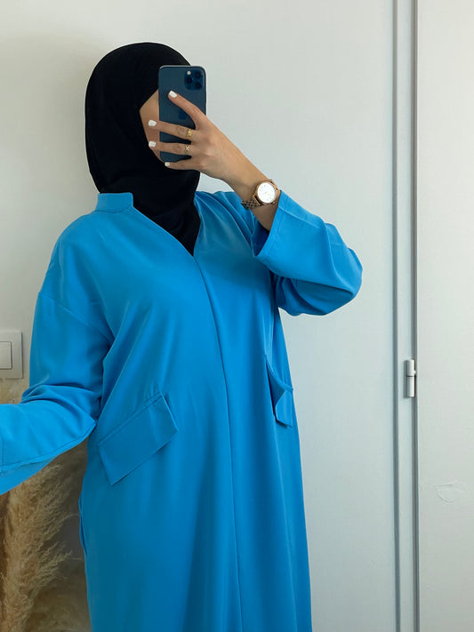 ROBE "ISRA" BLEUE TURQUOISE