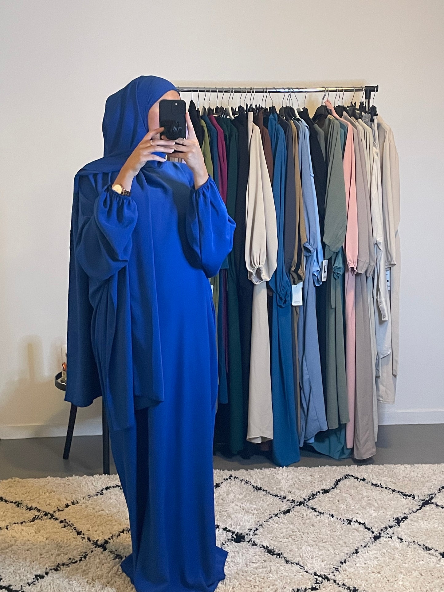 ABAYA VOILE INTÉGRÉ BLEUE