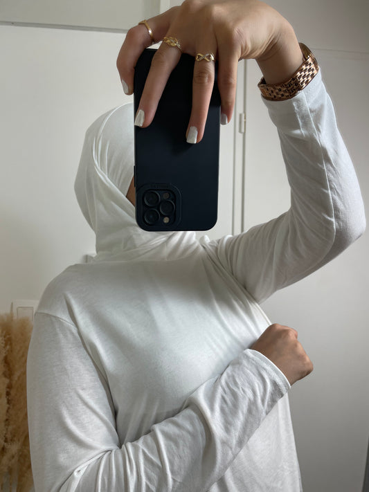 SOUS-PULL CAGOULE INTÉGRÉ BLANC