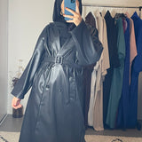 TRENCH SIMILI CUIR NOIR